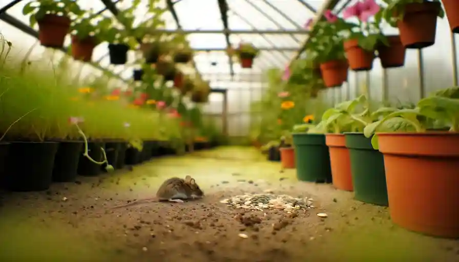 Mice Eating Seeds in Greenhouse